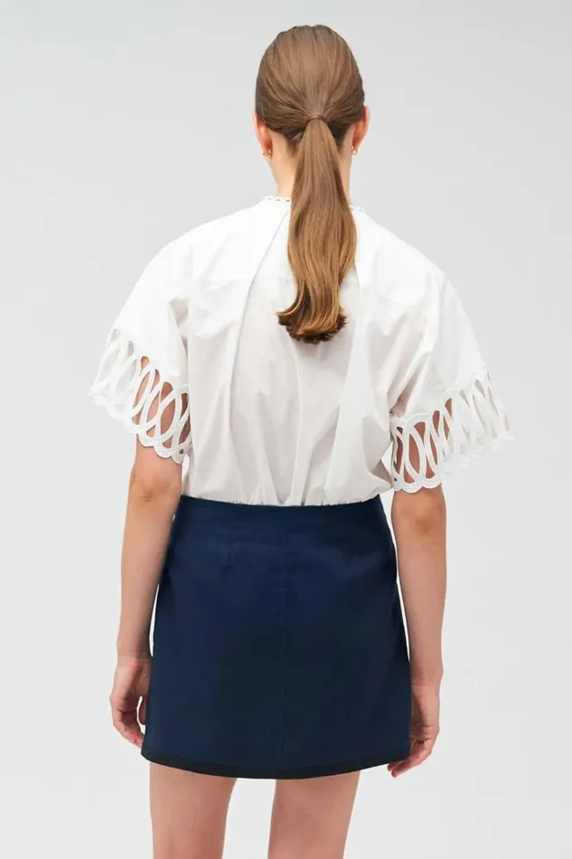 Oroton Tops Women Lace Trim Blouse White
