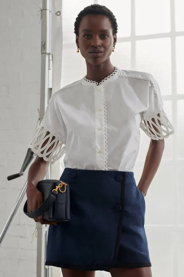 Oroton Tops Women Lace Trim Blouse White