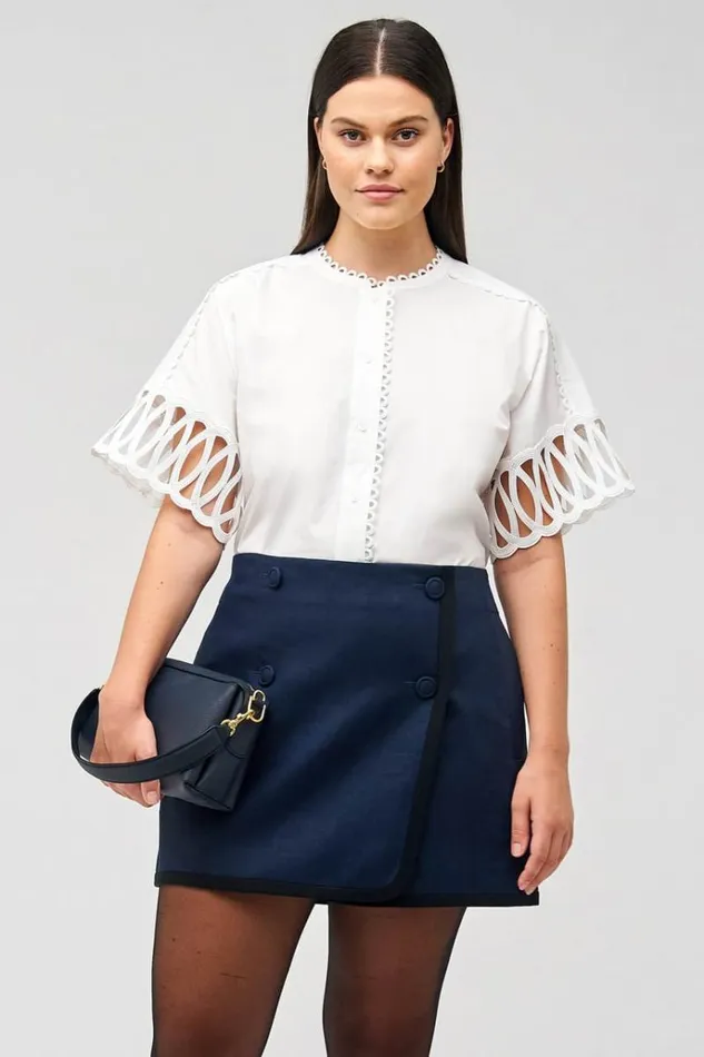 Oroton Tops Women Lace Trim Blouse White