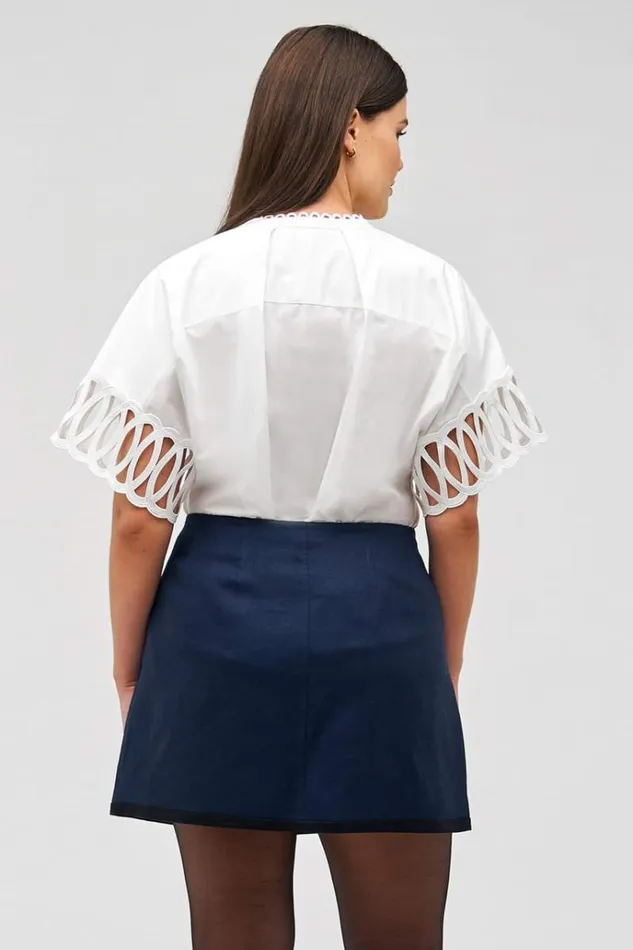 Oroton Tops Women Lace Trim Blouse White