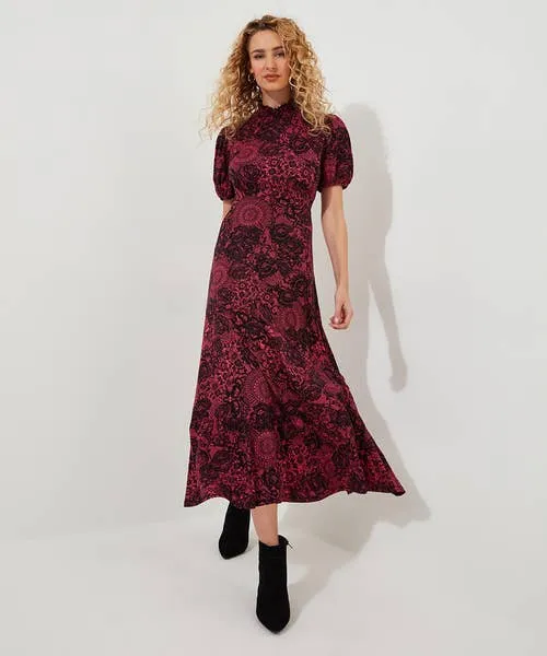 Petite Collection Lovely Lace Print Jersey Dress Pink Joebrowns Apparel