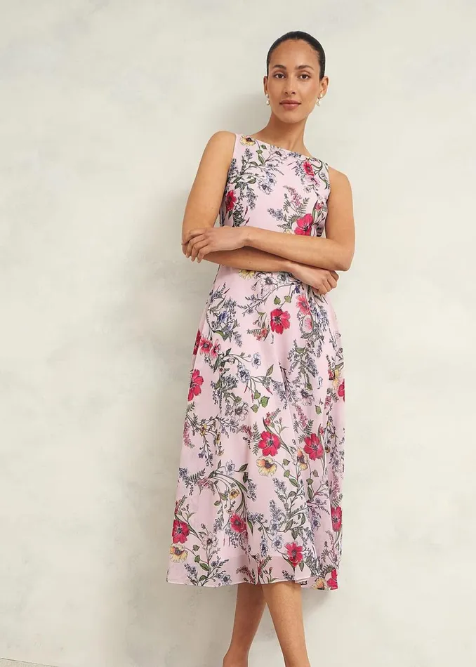 Petite Occasionwear Women HOBBS Petite Carly Dress Pale Pink Multi