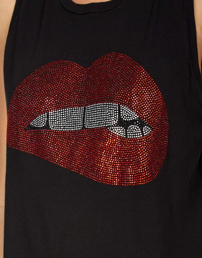 Peyton Crystal Biting Lip Black Women039s Lauren Moshi Tanks