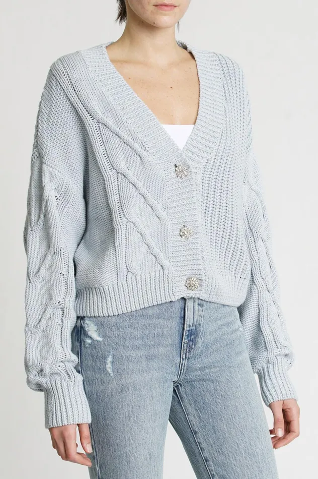 Pistola Denim Lori VNeck Cardigan 8211 Ash Blue Women Sweaters