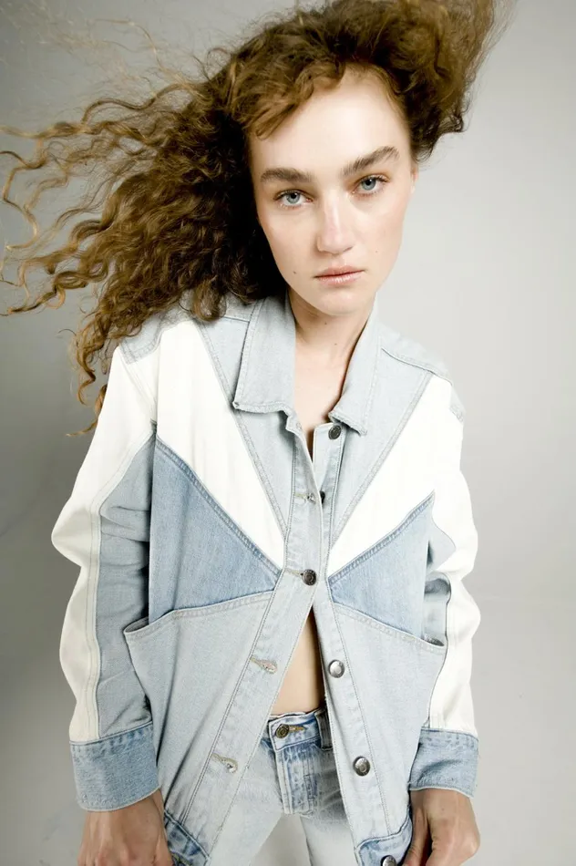 Pistola Denim Willow Colorblock Boxy Denim Jacket 8211 Transitions Women Jackets and Outerwear
