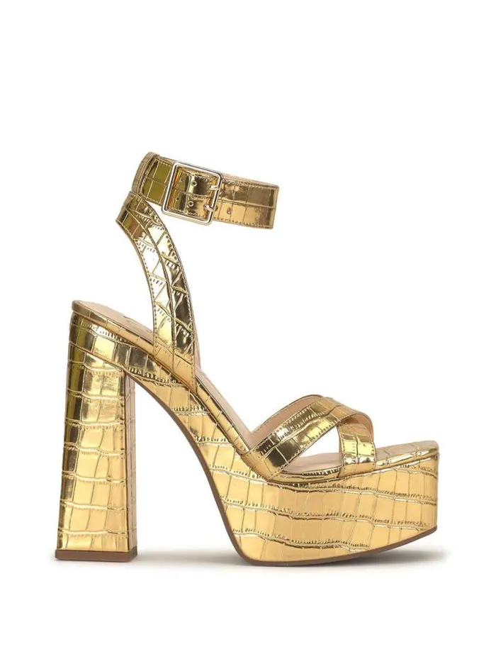 Platforms Shoes Jessica Simpson Beasley Platform Heel In Gold Crocodile