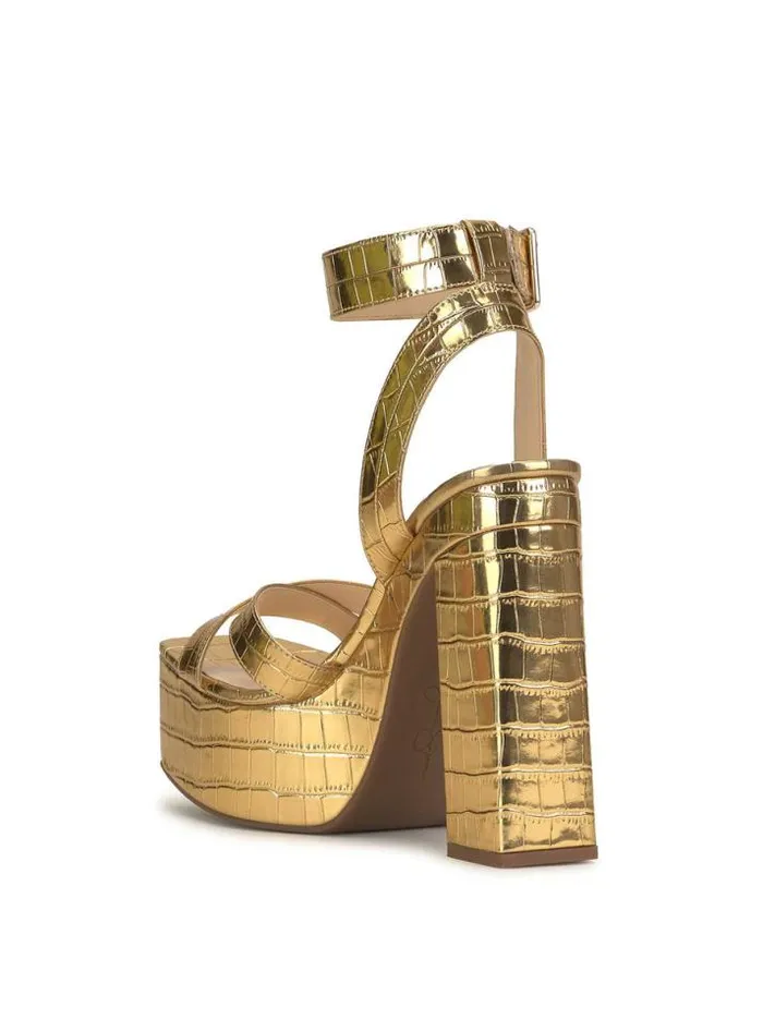 Platforms Shoes Jessica Simpson Beasley Platform Heel In Gold Crocodile