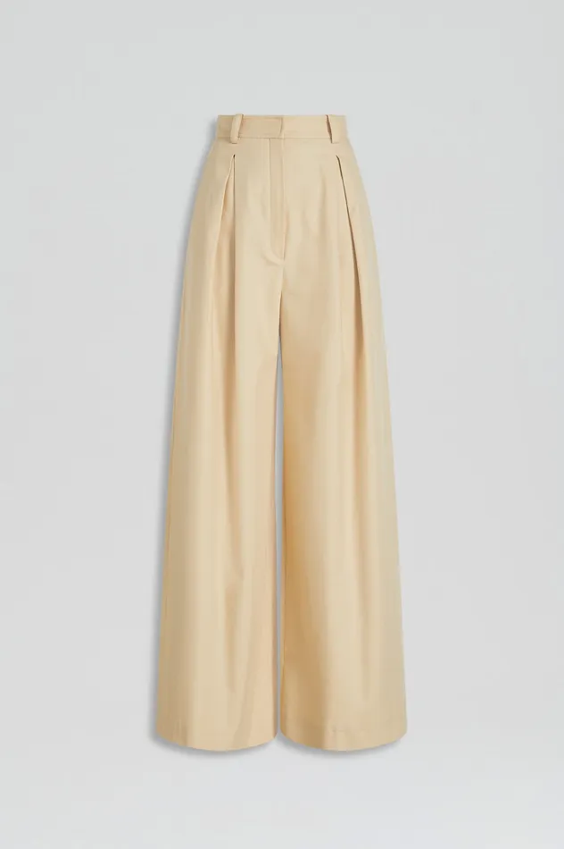 PLEAT DRAPE LEG TROUSER SAND Women Trousers Scanlan Theodore PLEAT DRAPE LEG TROUSER SAND Women Trousers Scanlan Theodore