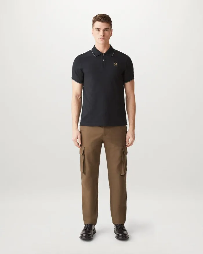 Polo Shirts Men Belstaff Double Tipped Polo Black Polo Shirts Men Belstaff Double Tipped Polo Black