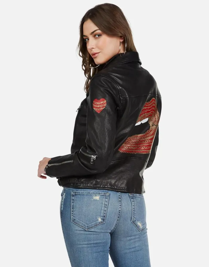 Posey Gold Chain Lip Black Women039s Lauren Moshi Jackets