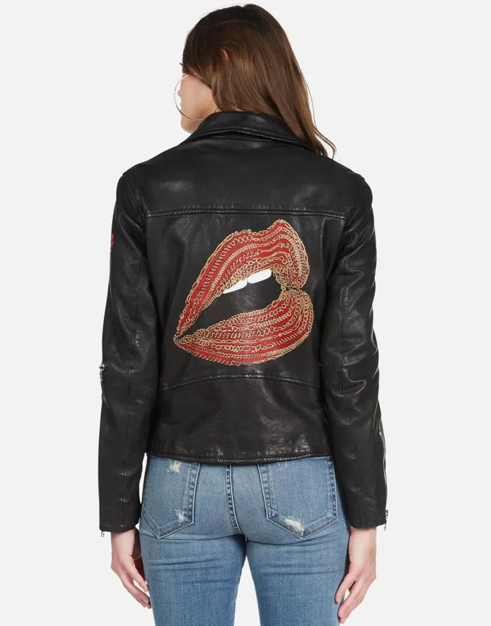 Posey Gold Chain Lip Black Women039s Lauren Moshi Jackets