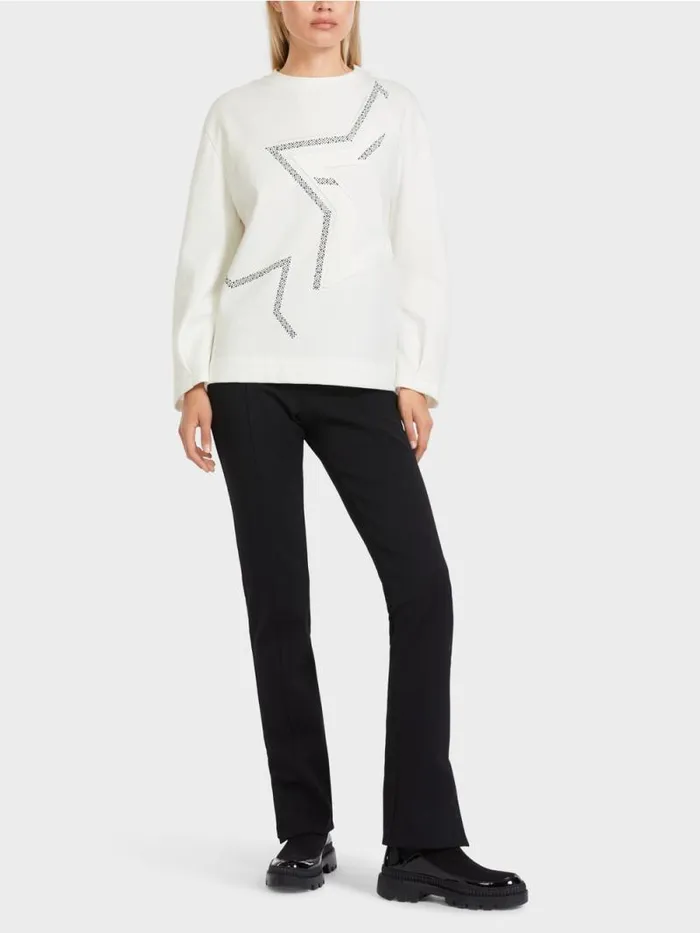 Pullover and Sweatshirts Damen Marc Cain Sweatshirt Mit SternenApplikation Offwhite