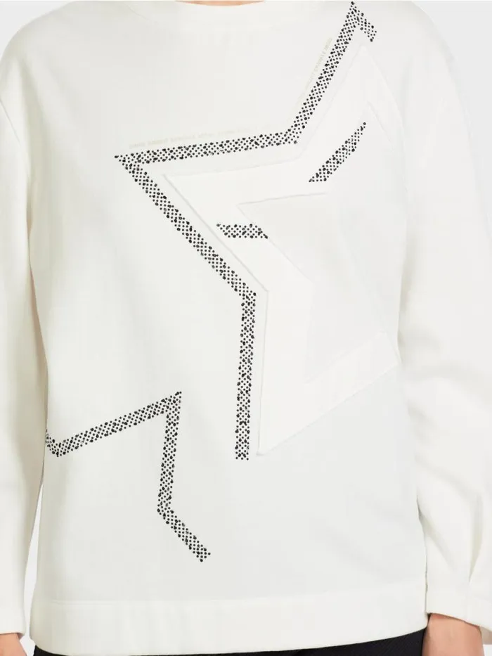 Pullover and Sweatshirts Damen Marc Cain Sweatshirt Mit SternenApplikation Offwhite