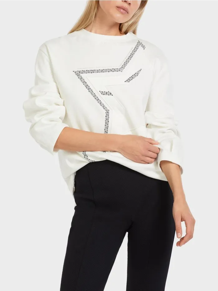 Pullover and Sweatshirts Damen Marc Cain Sweatshirt Mit SternenApplikation Offwhite
