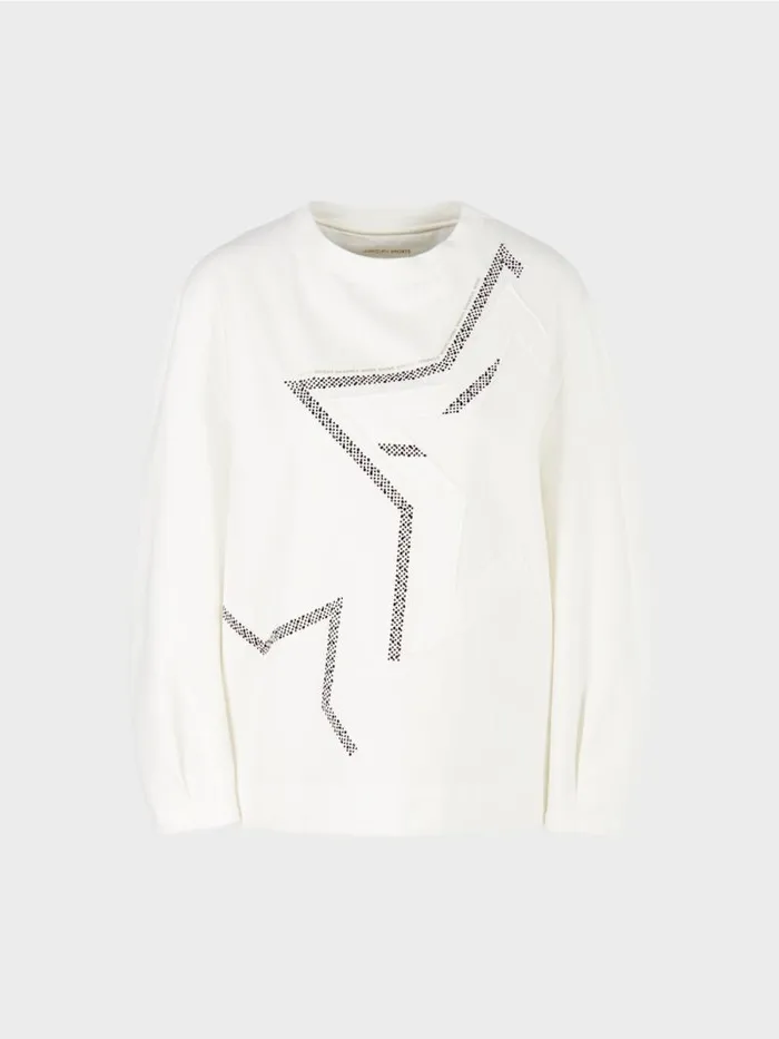 Pullover and Sweatshirts Damen Marc Cain Sweatshirt Mit SternenApplikation Offwhite