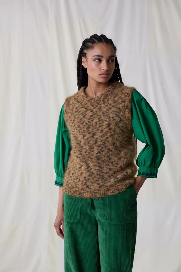 Pulls and Vests Women Leon and Harper Maleo Leopard Jumper Beige