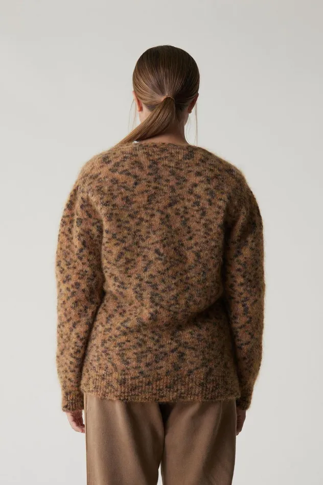 Pulls and Vests Women Leon and Harper Marta Leopard Cardigan Beige
