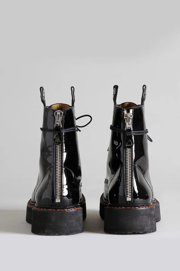 R13 Boots Women SINGLE STACK BOOT 8211 BLACK PATENT