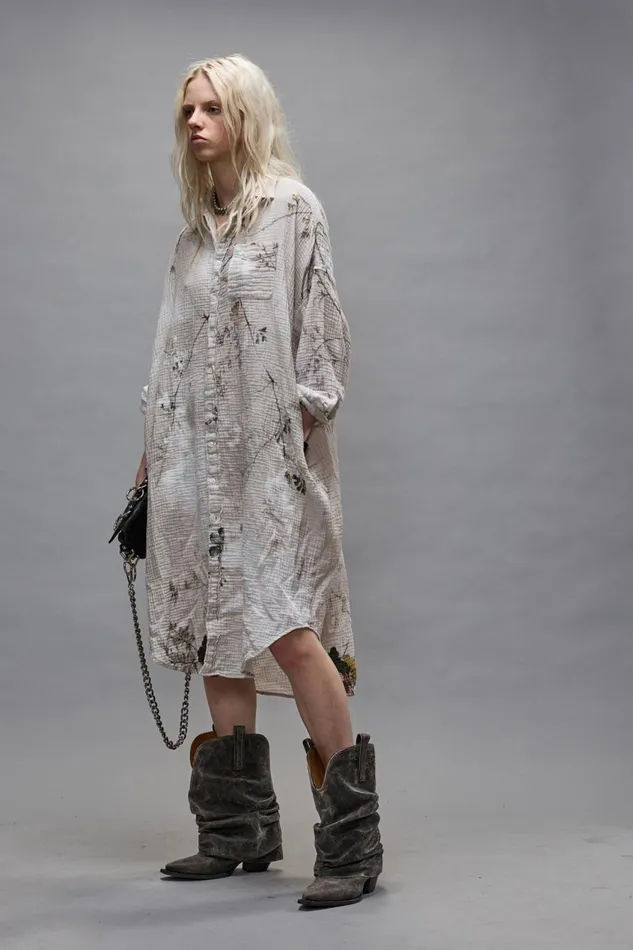 R13 Dresses and Skirts Women JUMBO SHIRTDRESS 8211 BLEACHED CREAM FLORAL