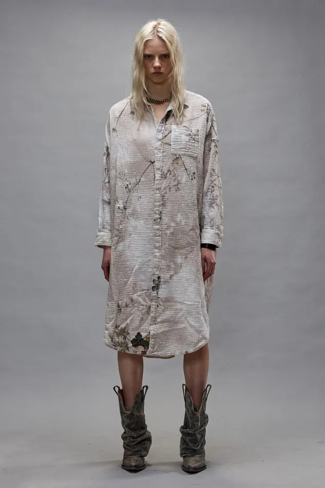 R13 Dresses and Skirts Women JUMBO SHIRTDRESS 8211 BLEACHED CREAM FLORAL