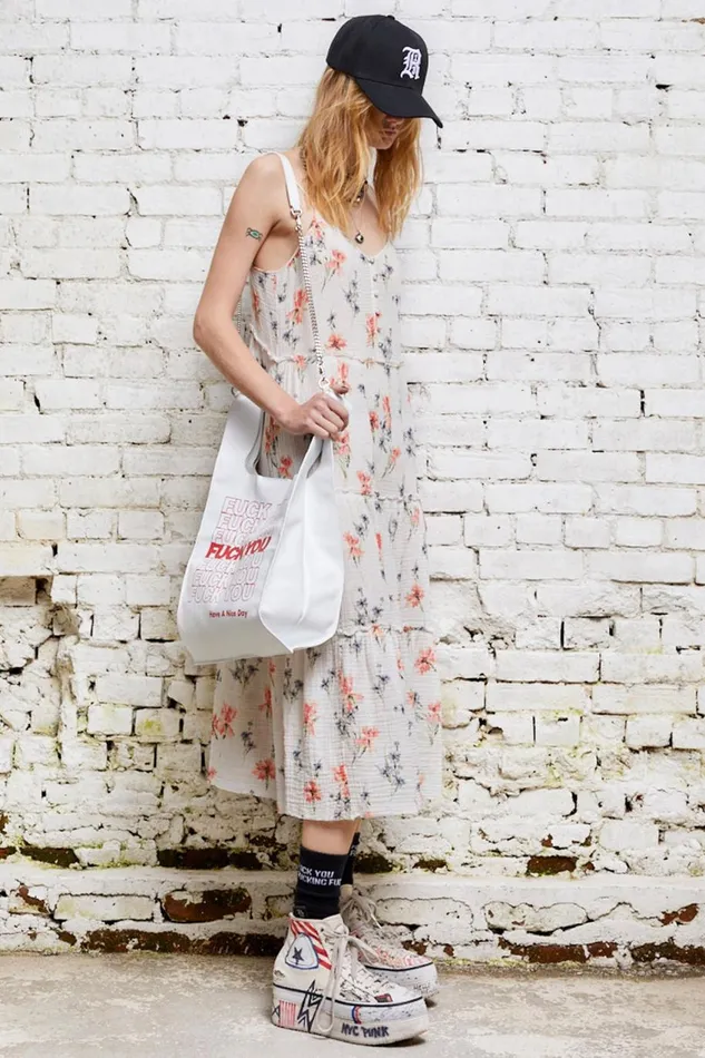 R13 Dresses and Skirts Women Midi Slip Dress 8211 Ecru Floral Denim