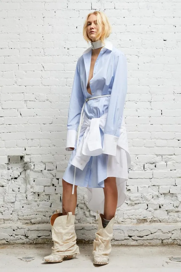 R13 Dresses and Skirts Women TIE SHIRTDRESS 8211 BLUE AND WHITE