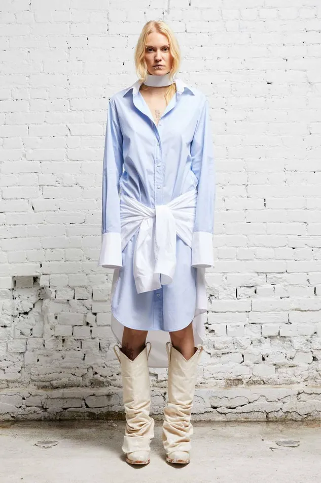 R13 Dresses and Skirts Women TIE SHIRTDRESS 8211 BLUE AND WHITE