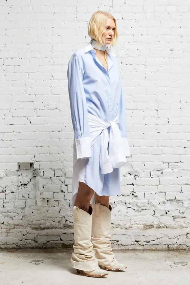 R13 Dresses and Skirts Women TIE SHIRTDRESS 8211 BLUE AND WHITE