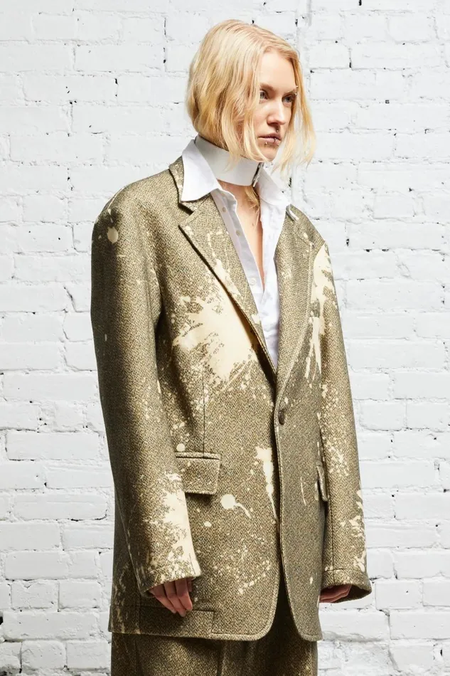 R13 Jackets and Coats Women OVERSIZED RAGGED BLAZER 8211 TWEED PAINT SPLATTER