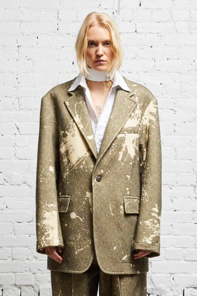 R13 Jackets and Coats Women OVERSIZED RAGGED BLAZER 8211 TWEED PAINT SPLATTER