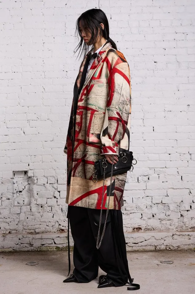 R13 Jackets and Coats Women OVERSIZED RAGGED COAT 8211 GRUNGE MURAL