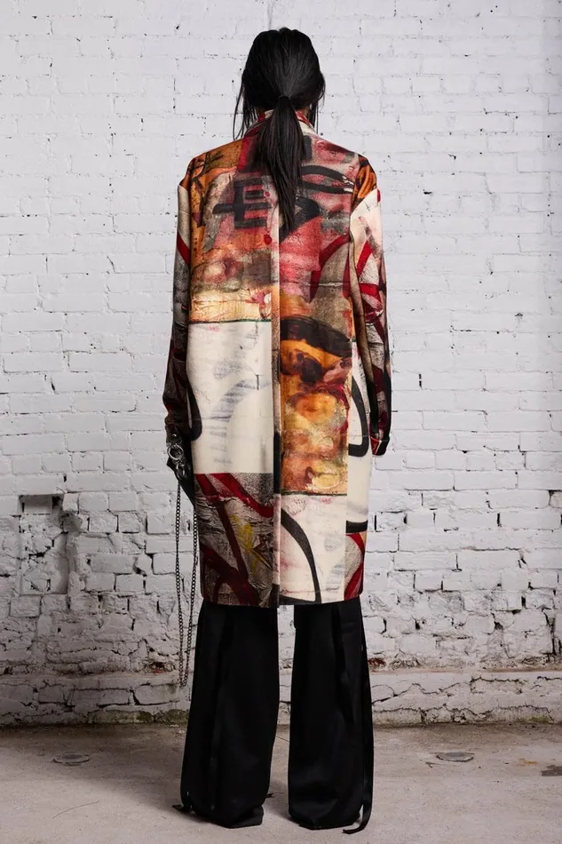 R13 Jackets and Coats Women OVERSIZED RAGGED COAT 8211 GRUNGE MURAL