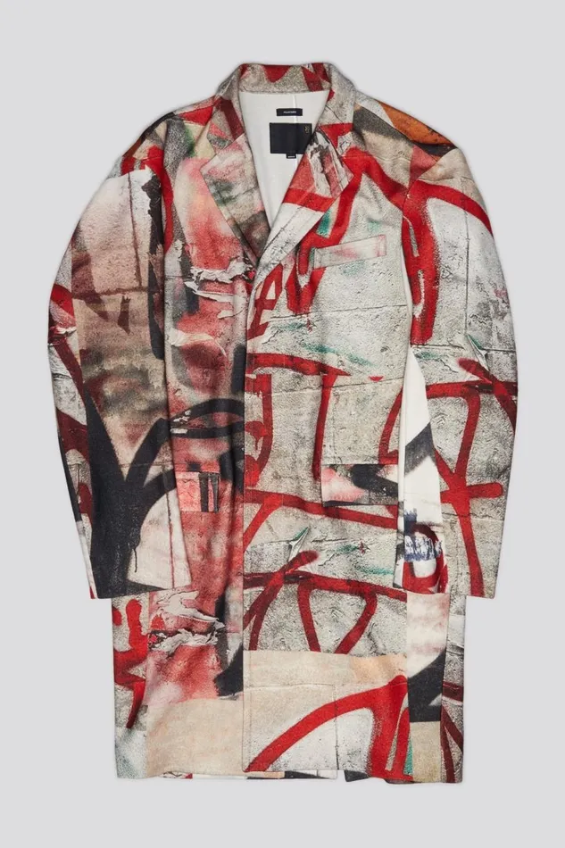 R13 Jackets and Coats Women OVERSIZED RAGGED COAT 8211 GRUNGE MURAL