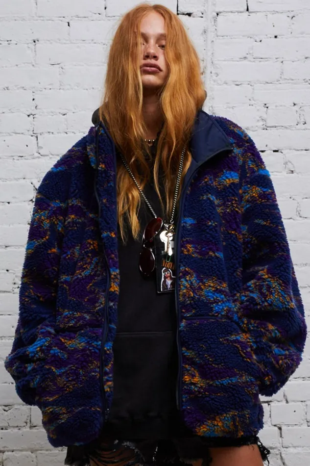 R13 Jackets and Coats Women OVERSIZED ZIPUP FLEECE JACKET 8211 NAVY SWIRL