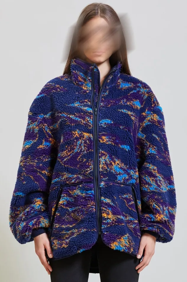 R13 Jackets and Coats Women OVERSIZED ZIPUP FLEECE JACKET 8211 NAVY SWIRL R13 Jackets and Coats Women OVERSIZED ZIPUP FLEECE JACKET 8211 NAVY SWIRL