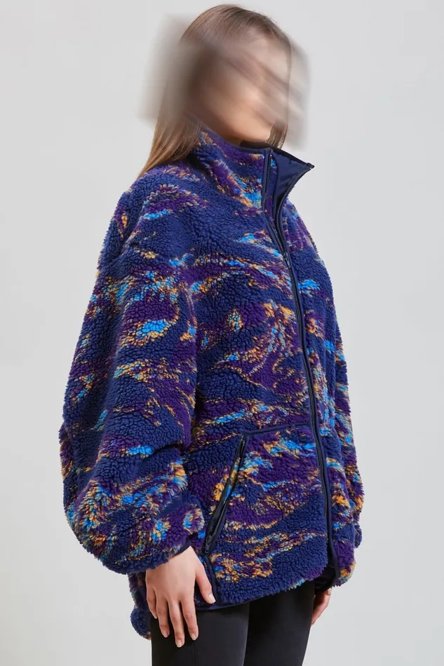 R13 Jackets and Coats Women OVERSIZED ZIPUP FLEECE JACKET 8211 NAVY SWIRL R13 Jackets and Coats Women OVERSIZED ZIPUP FLEECE JACKET 8211 NAVY SWIRL
