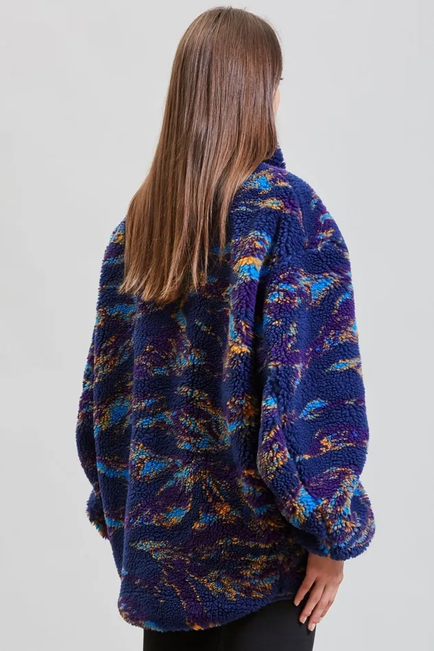 R13 Jackets and Coats Women OVERSIZED ZIPUP FLEECE JACKET 8211 NAVY SWIRL R13 Jackets and Coats Women OVERSIZED ZIPUP FLEECE JACKET 8211 NAVY SWIRL