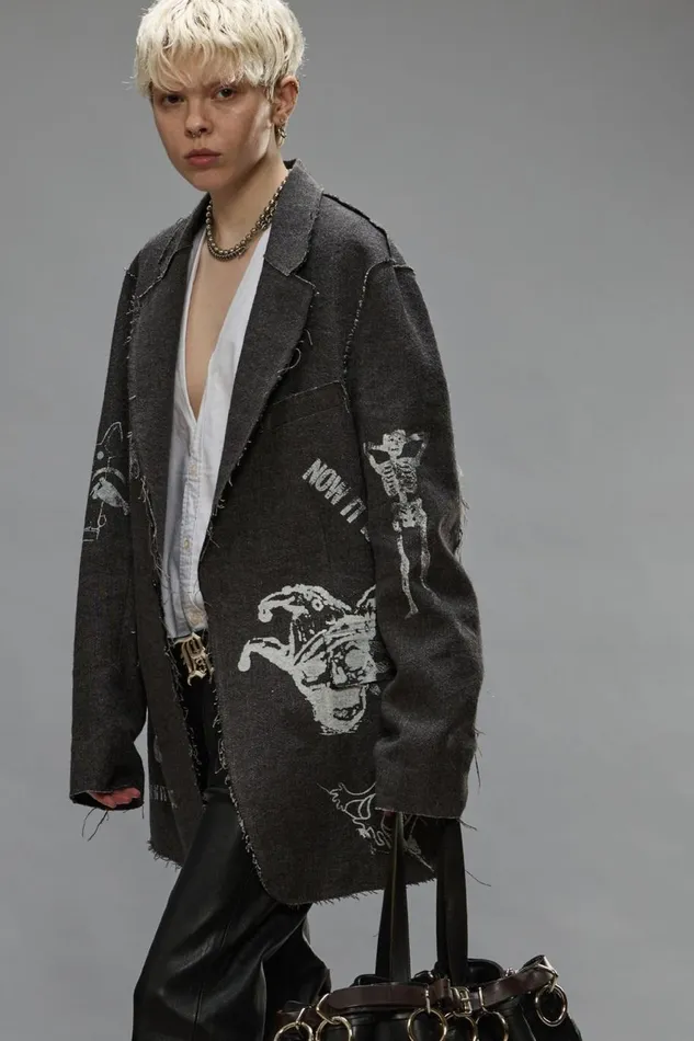 R13 Jackets and Coats Women RAW CUT RAGGED BLAZER 8211 DARK GREY