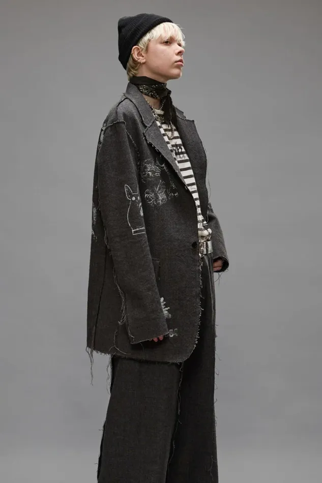 R13 Jackets and Coats Women RAW CUT RAGGED BLAZER 8211 DARK GREY