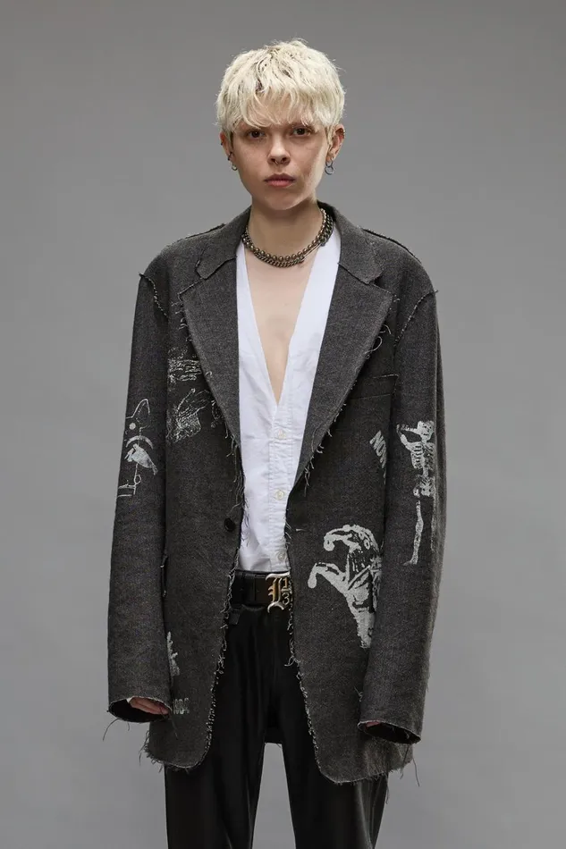 R13 Jackets and Coats Women RAW CUT RAGGED BLAZER 8211 DARK GREY