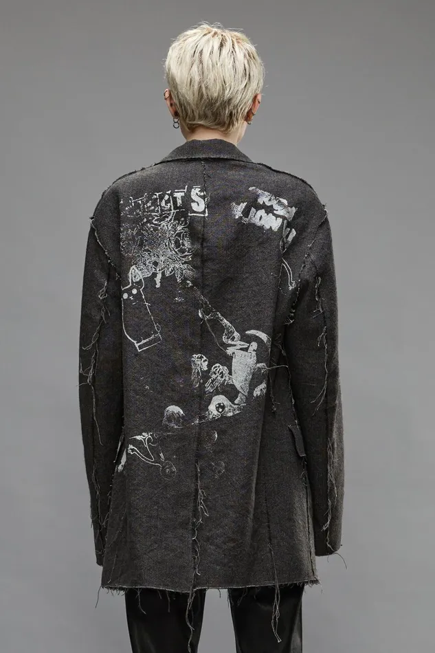 R13 Jackets and Coats Women RAW CUT RAGGED BLAZER 8211 DARK GREY