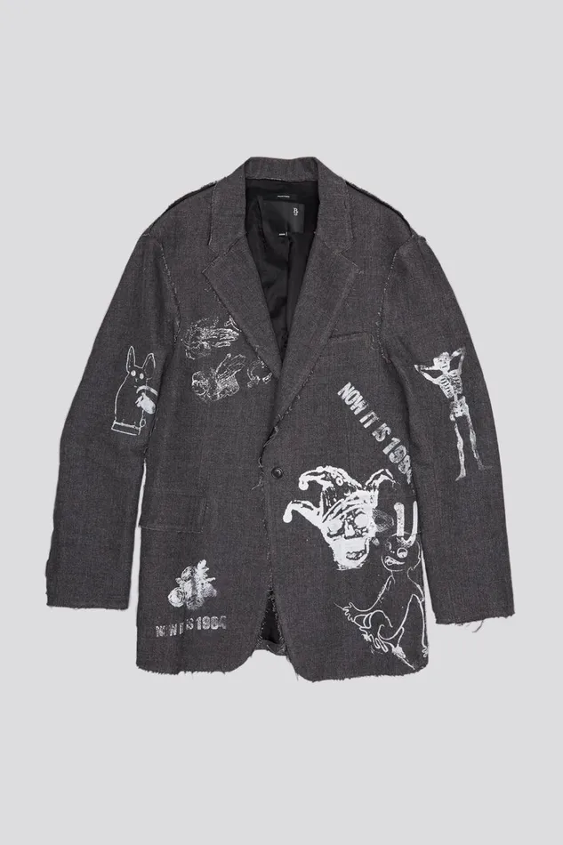 R13 Jackets and Coats Women RAW CUT RAGGED BLAZER 8211 DARK GREY