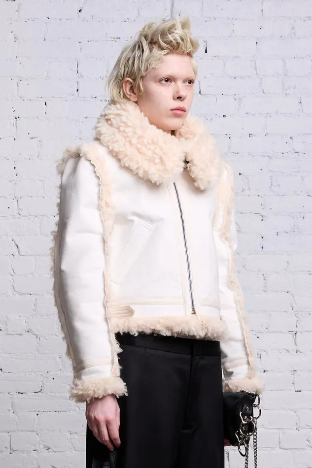 R13 Jackets and Coats Women SHRUNKEN FLAT SLEEVE AVIATOR 8211 WHITE