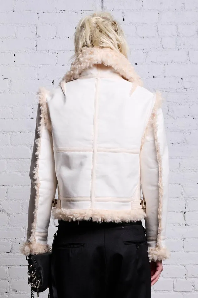 R13 Jackets and Coats Women SHRUNKEN FLAT SLEEVE AVIATOR 8211 WHITE
