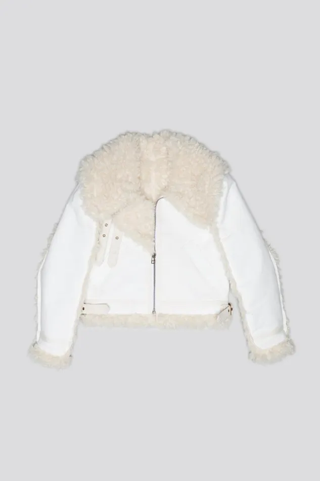 R13 Jackets and Coats Women SHRUNKEN FLAT SLEEVE AVIATOR 8211 WHITE