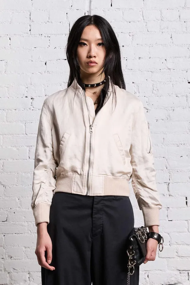 R13 Jackets and Coats Women SHRUNKEN FLIGHT BOMBER 8211 OYSTER
