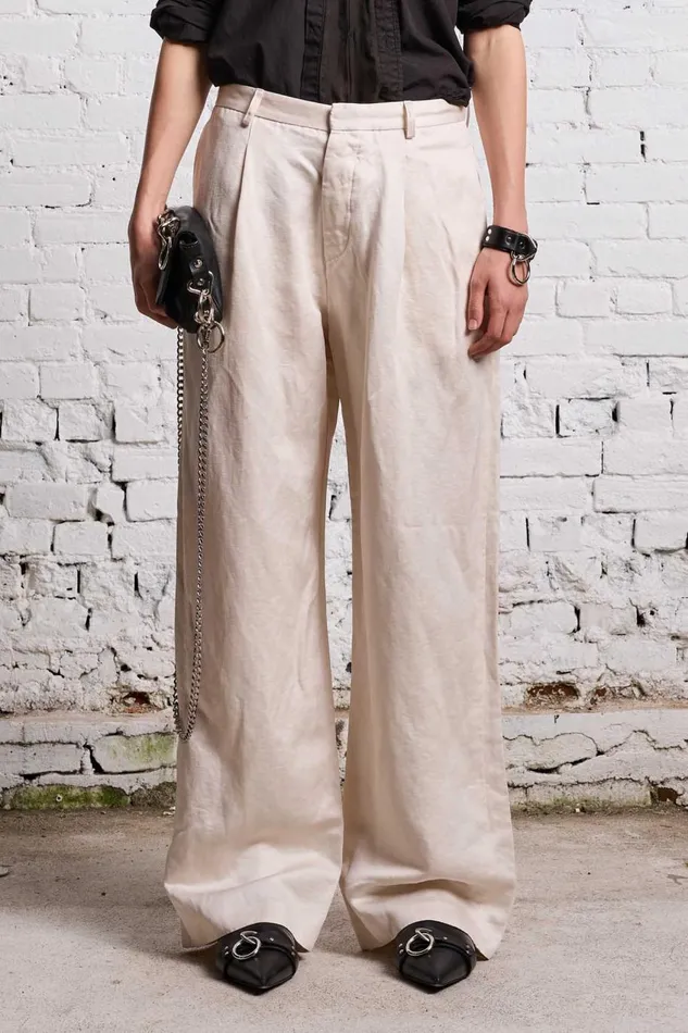 R13 Pants and Shorts Women DAMON LINEN TROUSER 8211 OYSTER