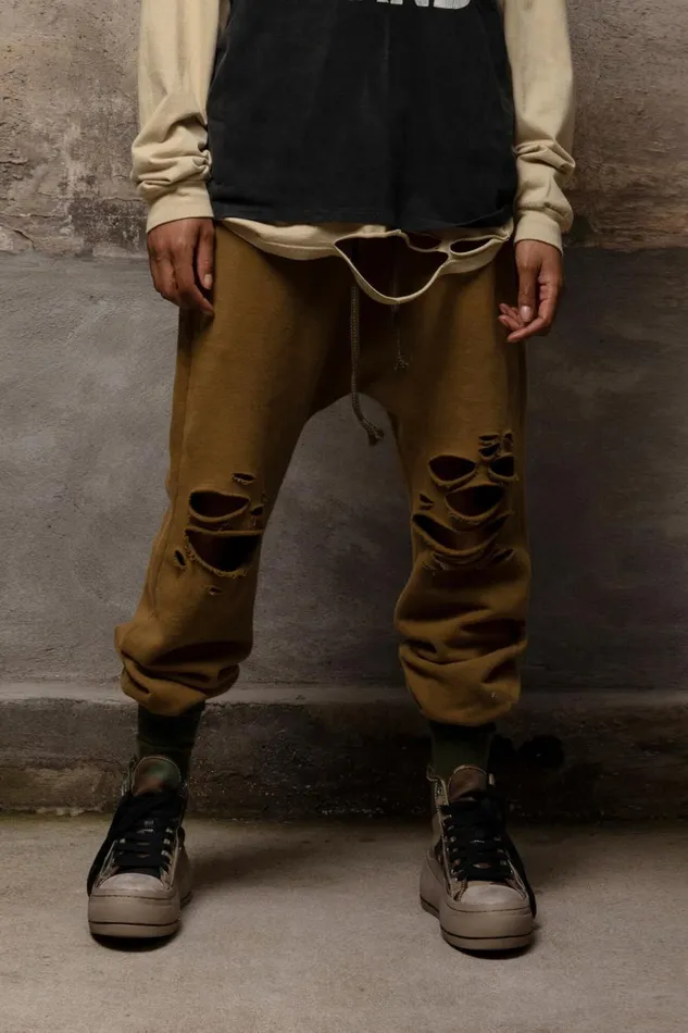 R13 Pants and Shorts Women SHREDDED DROP CROTCH SWEATPANT 8211 OLIVE