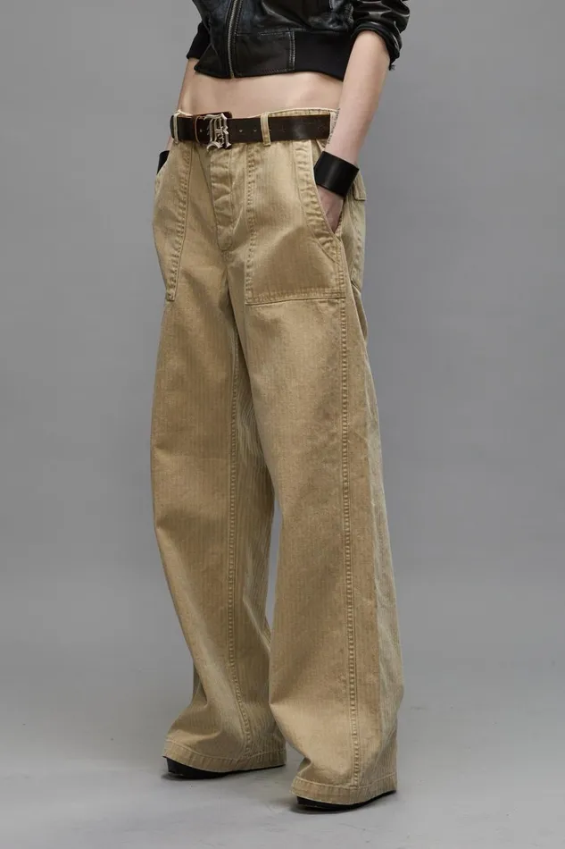R13 Pants and Shorts Women WIDE LEG UTILITY PANTS 8211 BEIGE