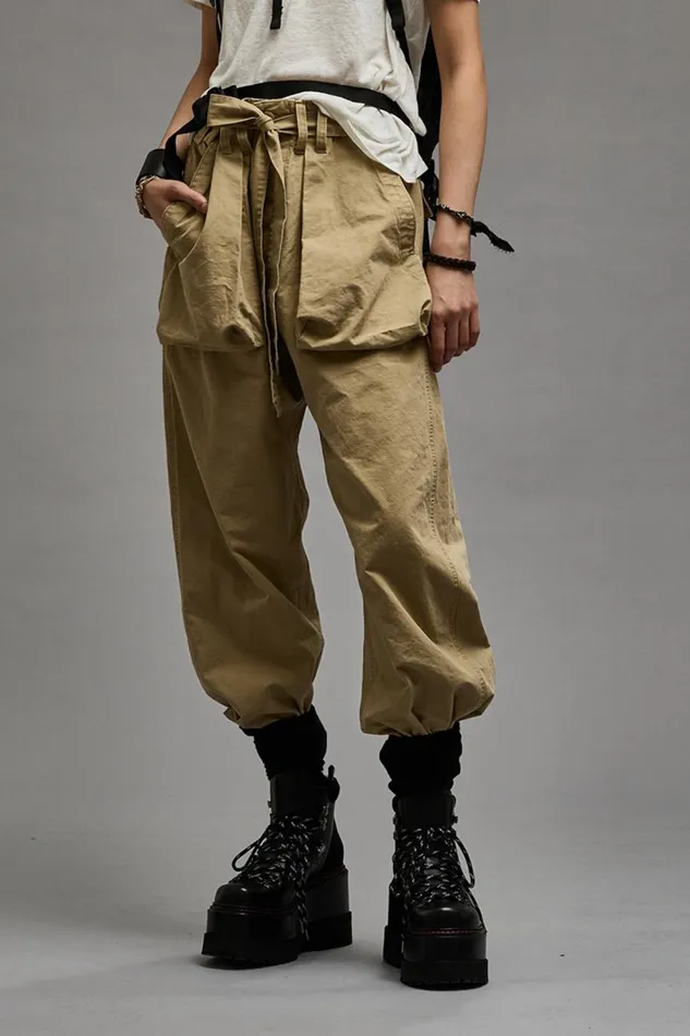 R13 Sale Women BELTED UTILITY PANT 8211 KHAKI RIPSTOP